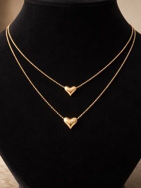Gold Heart Double-Layer Necklace